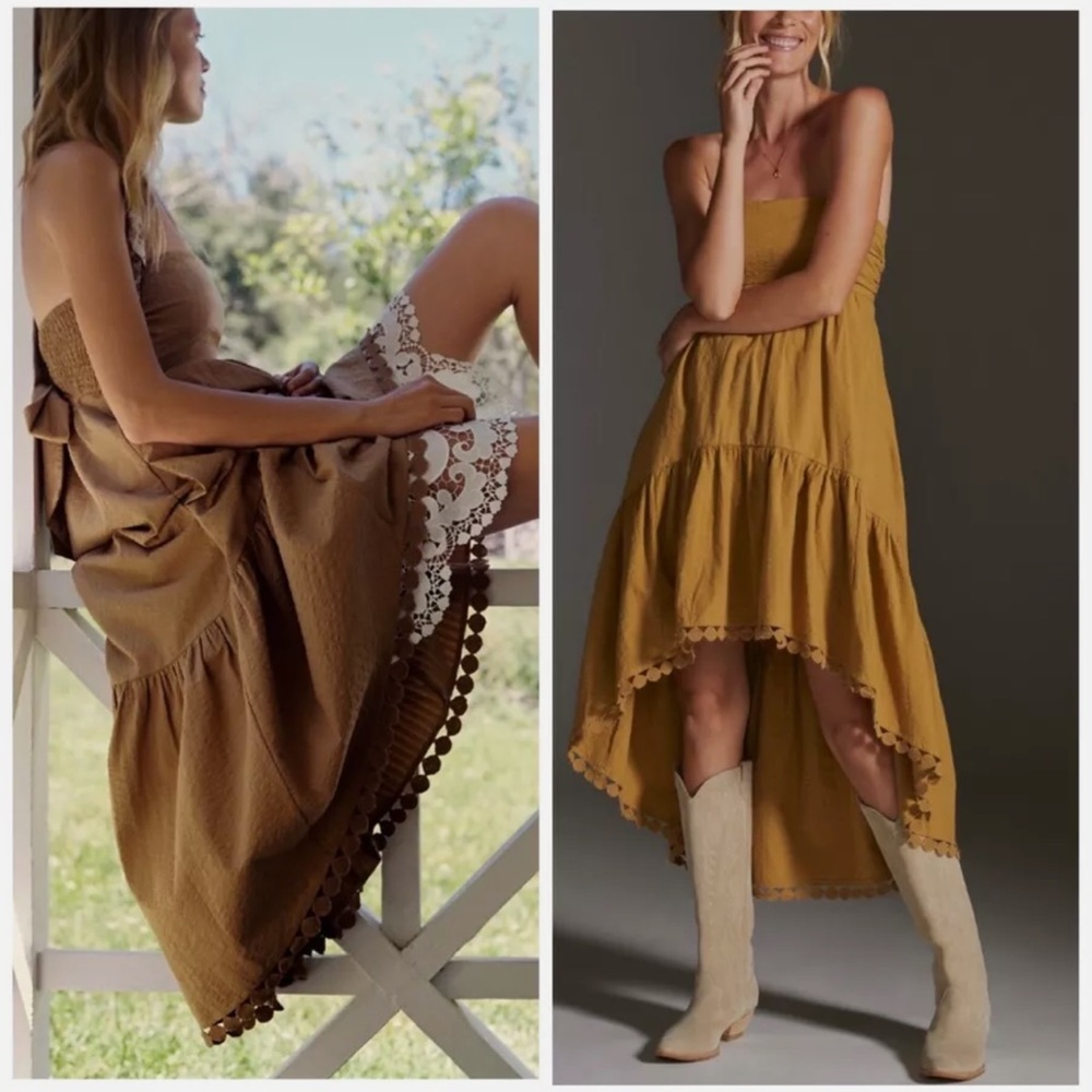 NWT Anthropologie Maeve High-Low Strapless Midi Dress, Size S